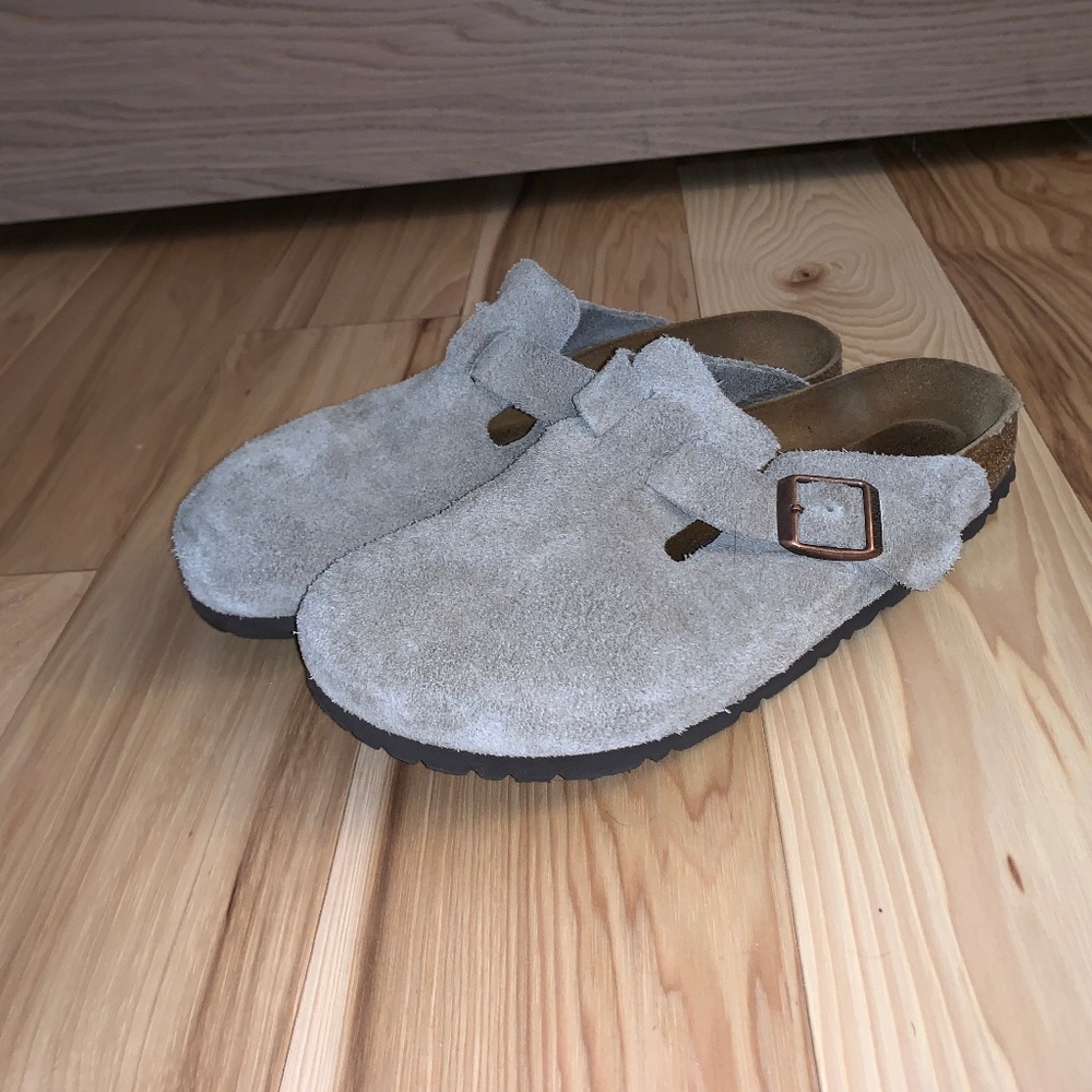 Birkenstock Boston Clogs - Taupe Suede Leather
